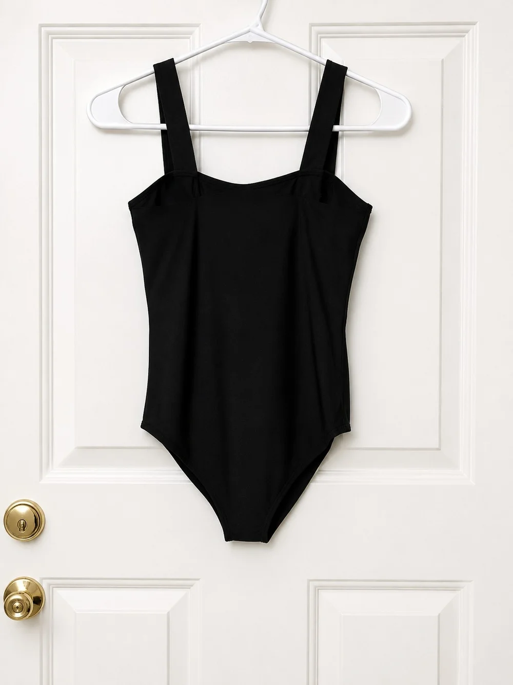 Kids Black One-Piece Swimsuit with White Side Loop Cut Out Detail